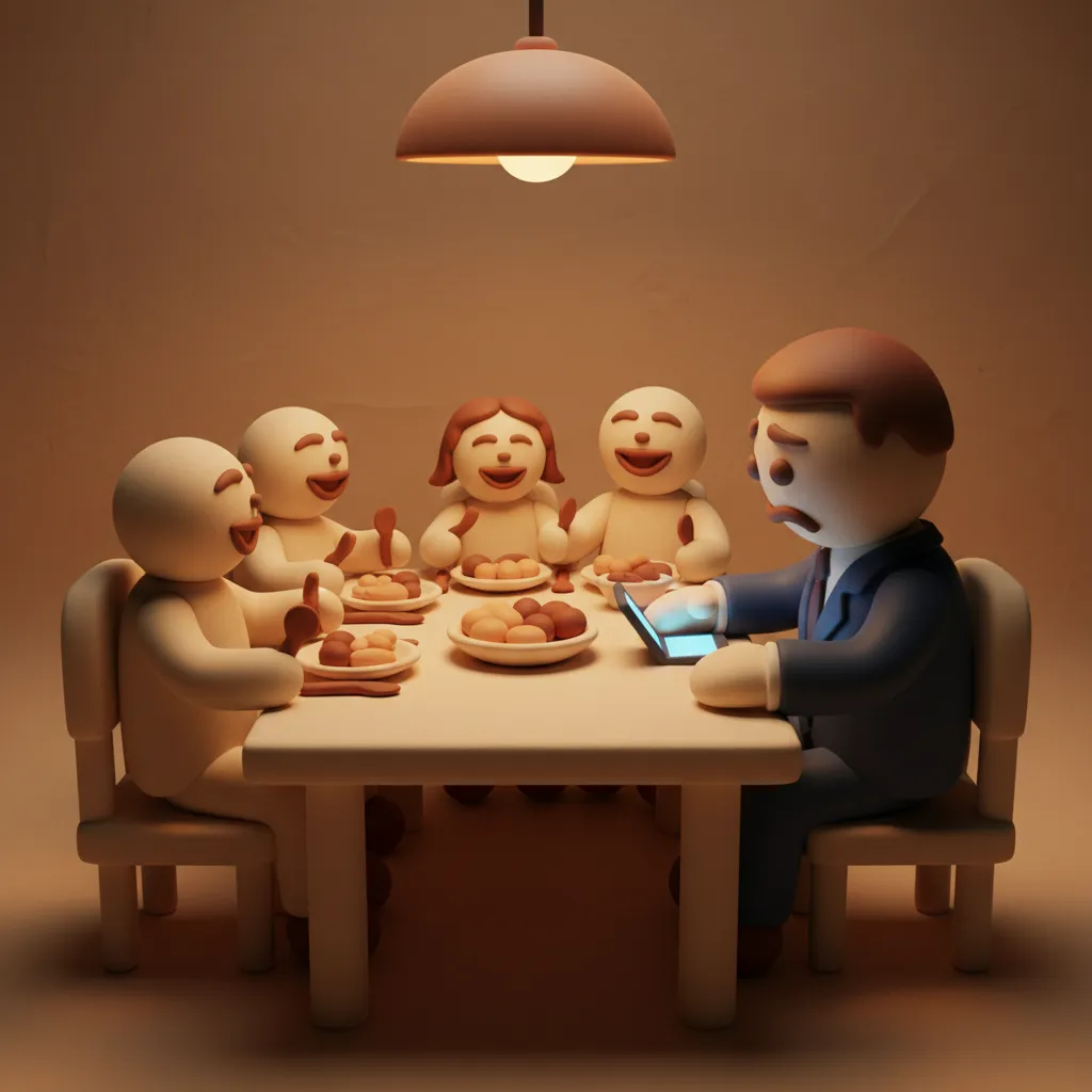 Business owner sneaking a glance at their phone under the dinner table